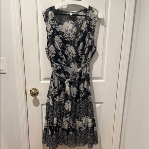Fashion Bug Black and White Floral Midi Dress